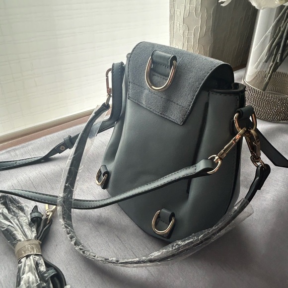 Leather Top-Handle Crossbody Bag in Light Blue - Picture 6 of 6